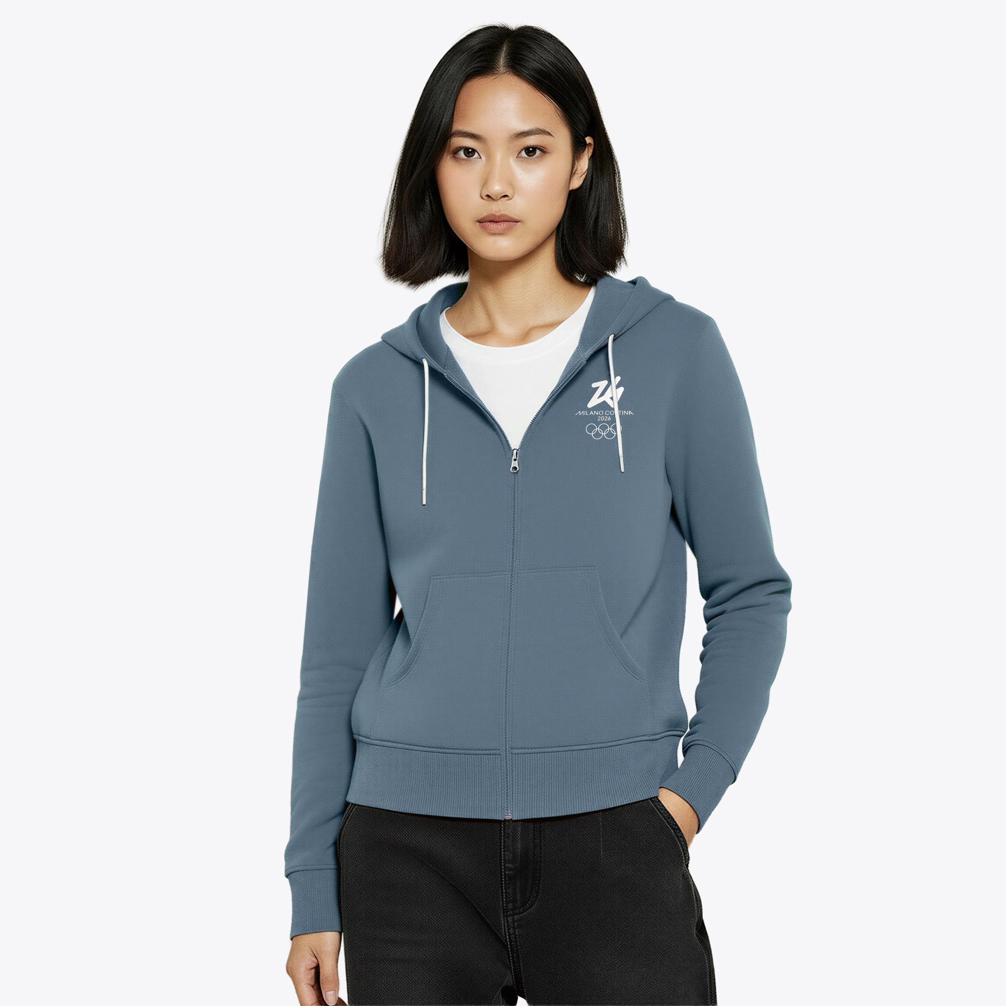 Felpa con cappuccio e zip integrale Milano Cortina 2026 Olympics Essentials - Grigio - Donna