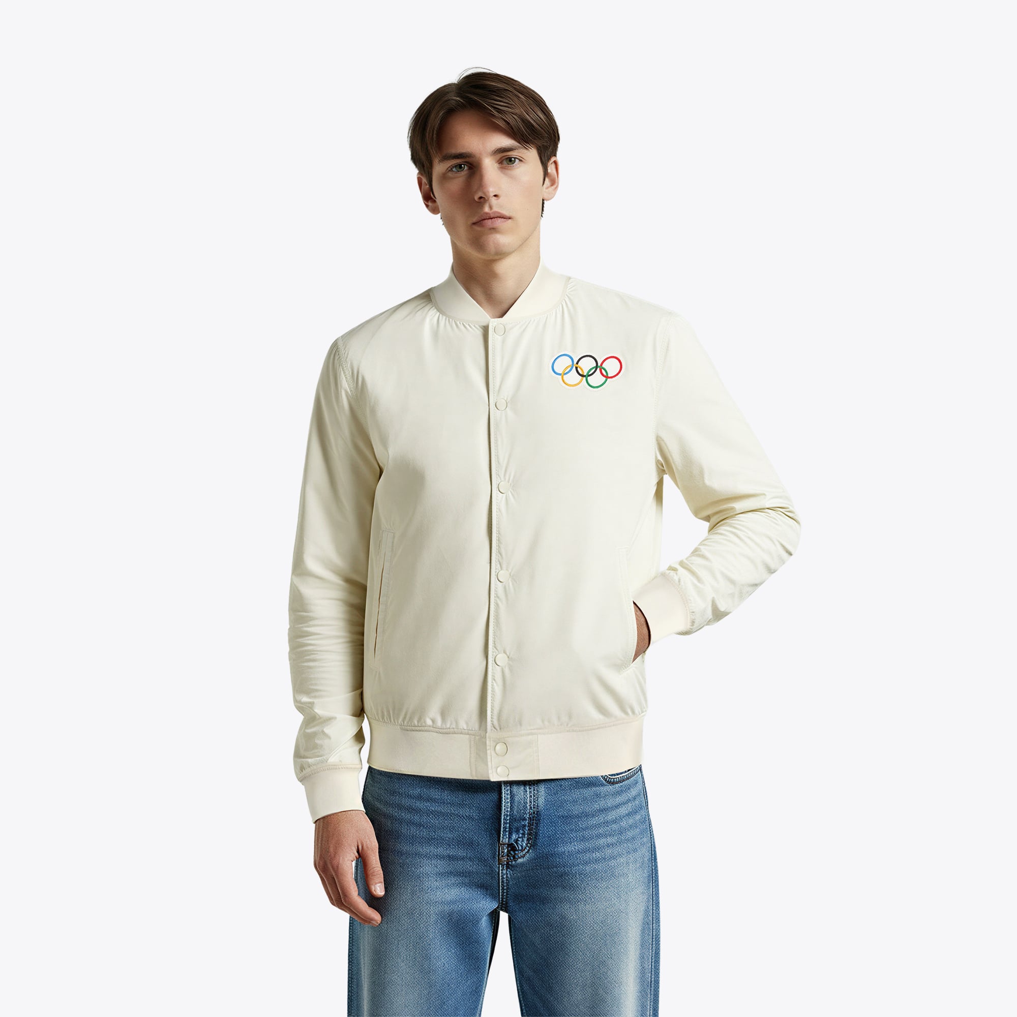 Giacca in raso The Olympic Collection – Bianco sporco