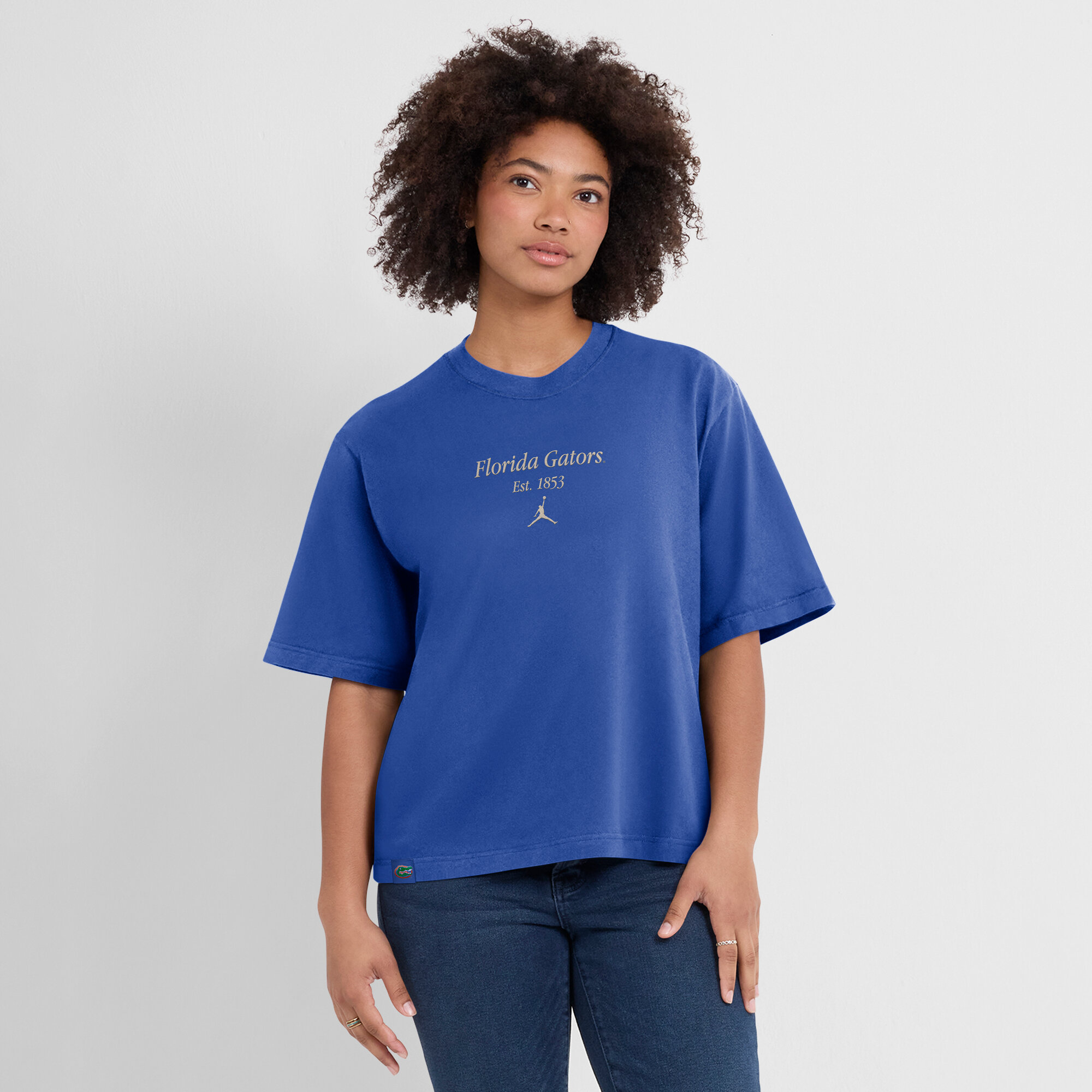 Women's Jordan Brand Royal Florida Gators Established Tag Boxy T-Shirt