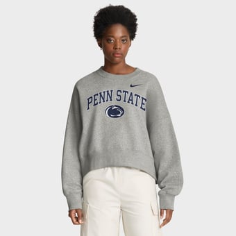Women's Nike Heather Gray Penn State Nittany Lions Oversized Phoenix Arch Pullover Sweatshirt