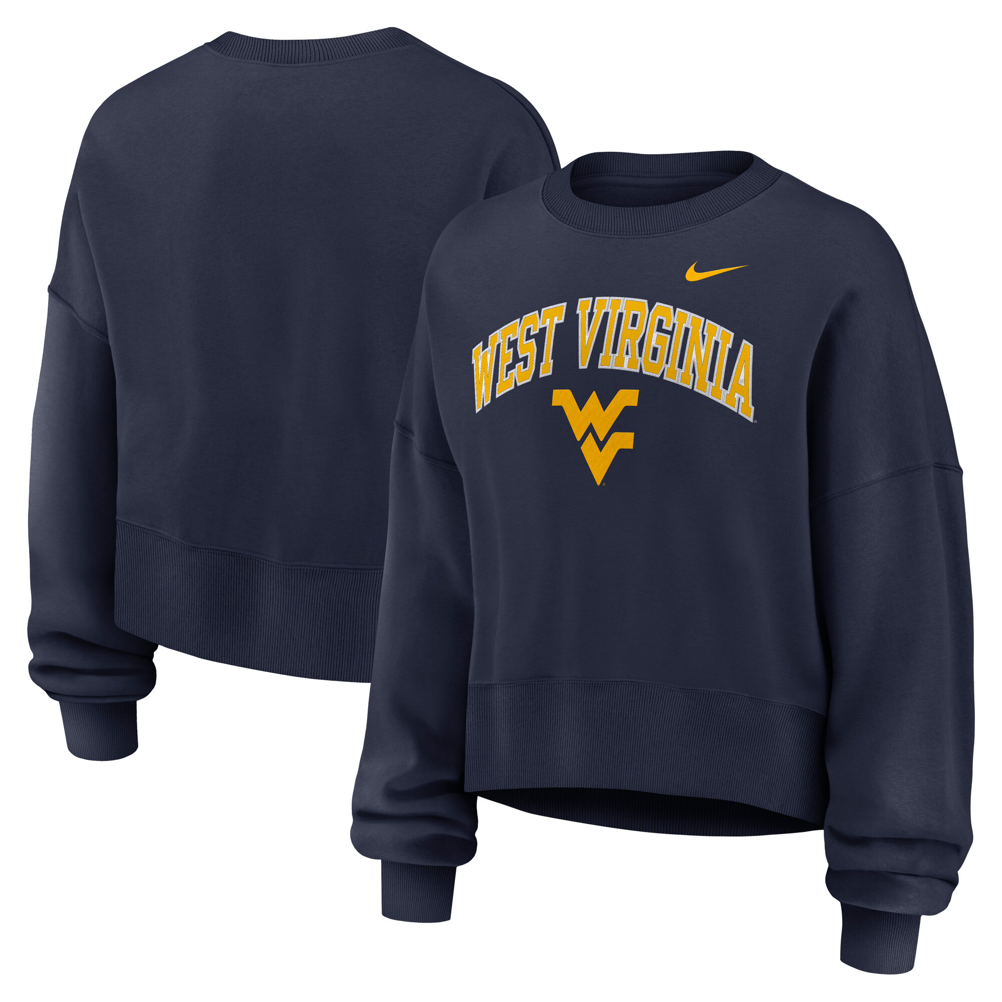 Women's Nike Navy West Virginia Mountaineers Oversized Phoenix Arch Pullover Sweatshirt