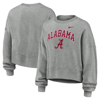 Women's Nike Heather Gray Alabama Crimson Tide Oversized Phoenix Arch Pullover Sweatshirt