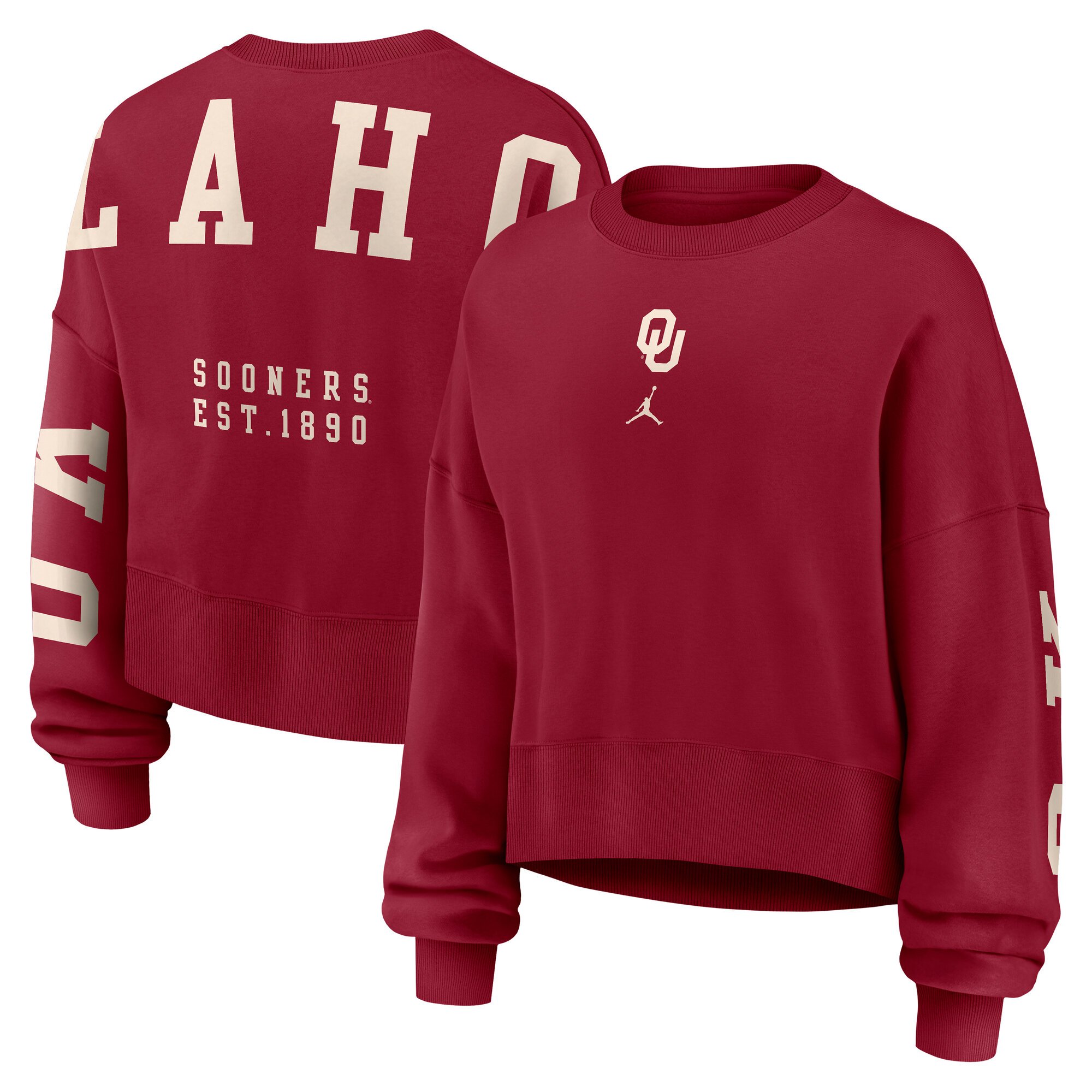 Women's Jordan Brand Crimson Oklahoma Sooners Oversized Phoenix Pullover Sweatshirt