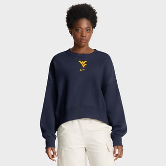 Women's Nike Navy West Virginia Mountaineers Oversized Phoenix Pullover Sweatshirt