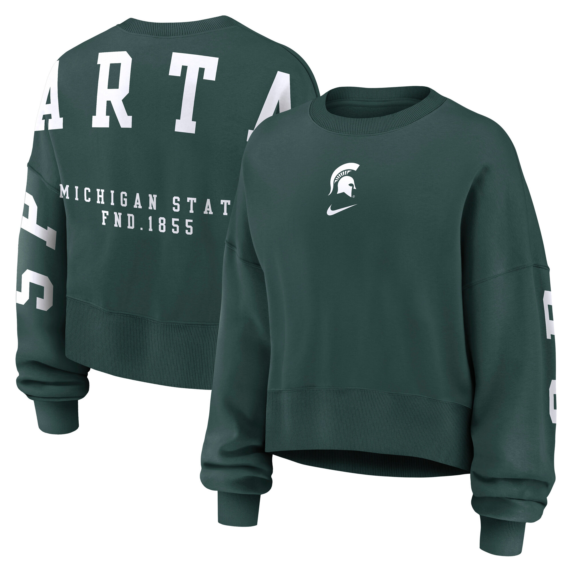 Women's Nike Green Michigan State Spartans Oversized Phoenix Pullover Sweatshirt