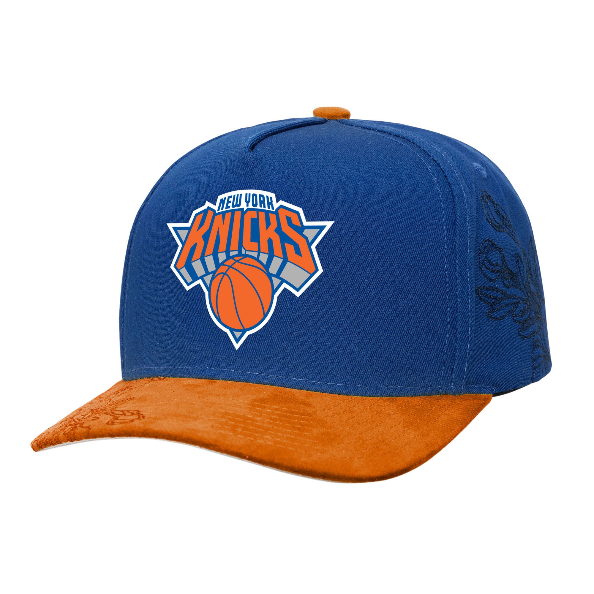 Men's Mitchell & Ness  Blue/Orange New York Knicks May Flowers Adjustable Hat