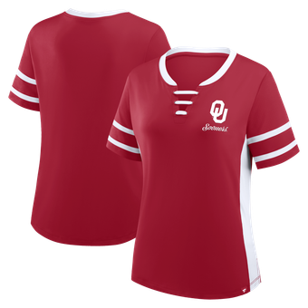 Women's Fanatics Crimson/White Oklahoma Sooners Be Fearless Athena Lace-Up T-Shirt