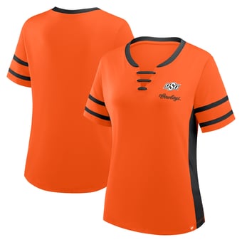 Women's Fanatics Orange/Black Oklahoma State Cowboys Be Fearless Athena Lace-Up T-Shirt