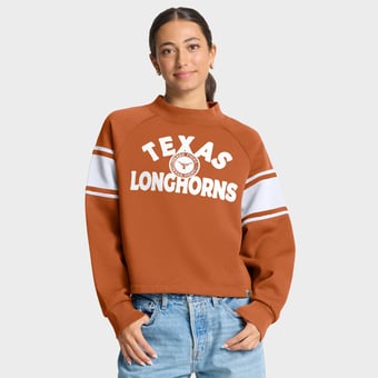 Women's Fanatics Texas Orange Texas Longhorns Oversized Hometown Premium Punt Coverage Raglan Pullover Sweatshirt