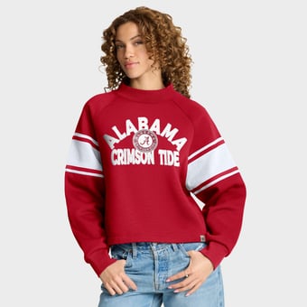 Women's Fanatics Crimson Alabama Crimson Tide Oversized Hometown Premium Punt Coverage Raglan Pullover Sweatshirt