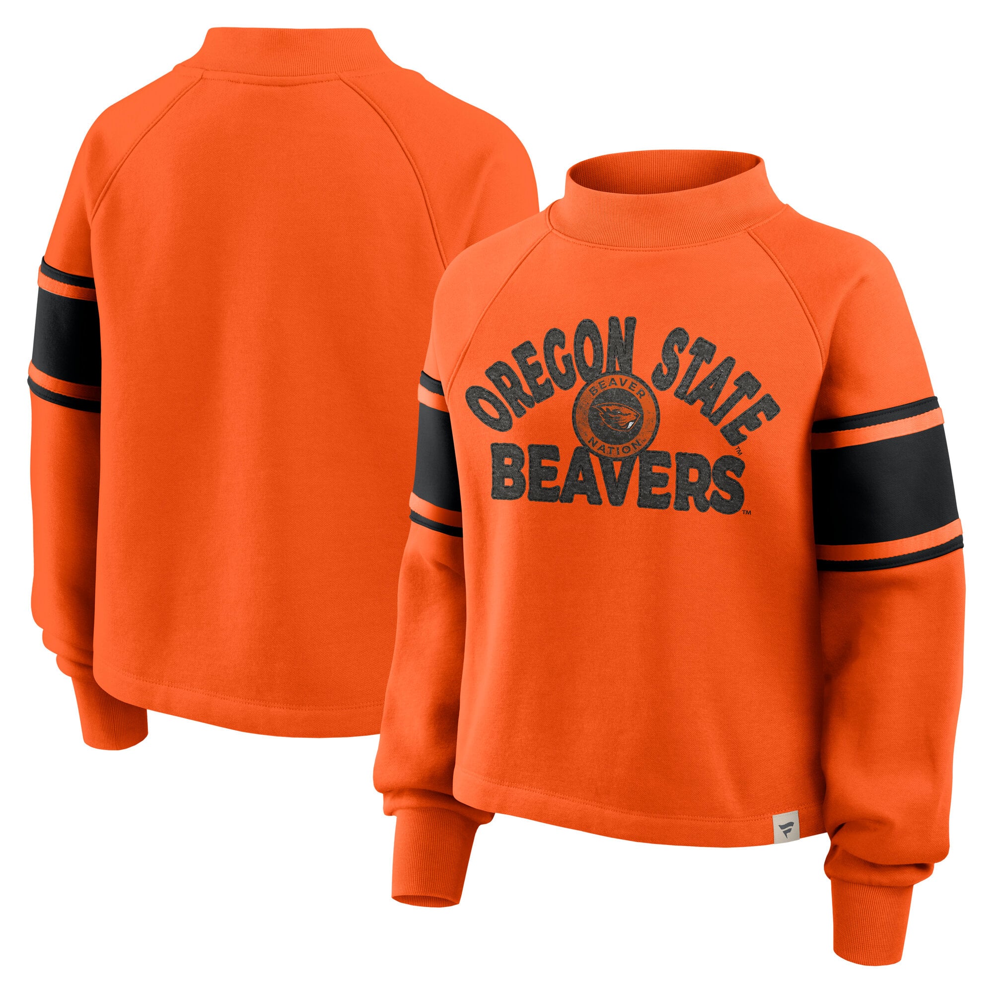 Women's Fanatics Orange Oregon State Beavers Oversized Hometown Premium Punt Coverage Raglan Pullover Sweatshirt