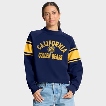 Women's Fanatics Navy Cal Bears Oversized Hometown Premium Punt Coverage Raglan Pullover Sweatshirt