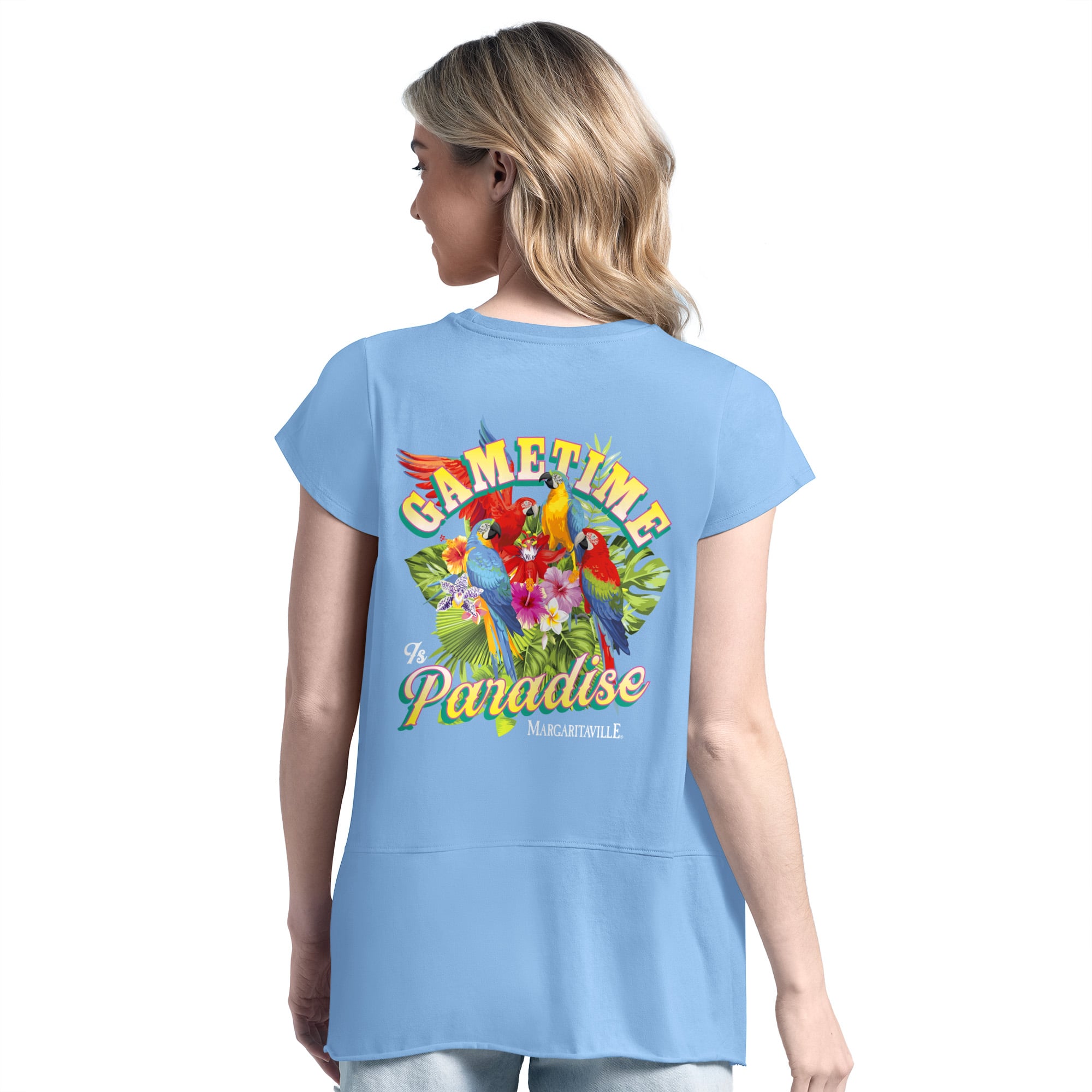 Women's Margaritaville Light Blue New York Yankees Gametime is Paradise T-Shirt
