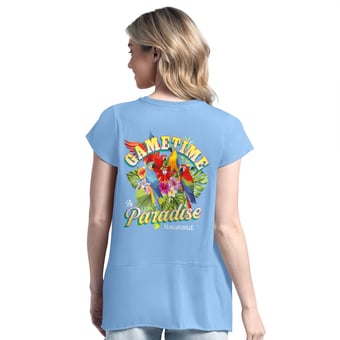 Women's Margaritaville Light Blue New York Yankees Gametime is Paradise T-Shirt