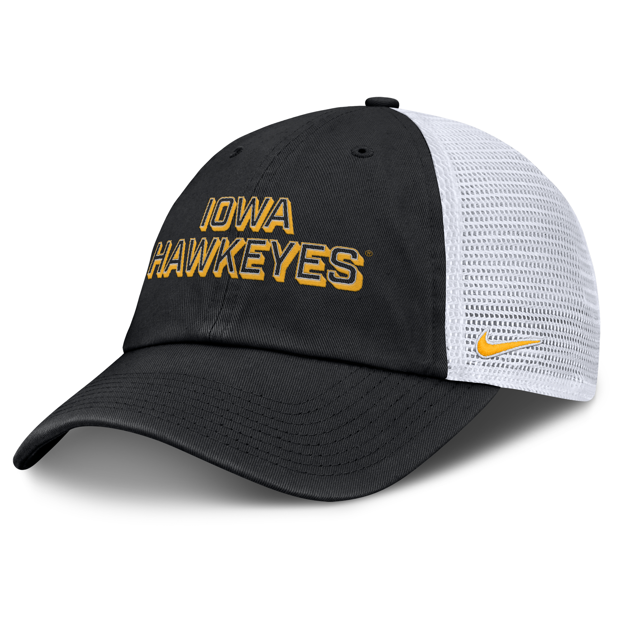 Men's Nike Black Iowa Hawkeyes 2025 Gameday On-Field Club Adjustable Trucker Hat