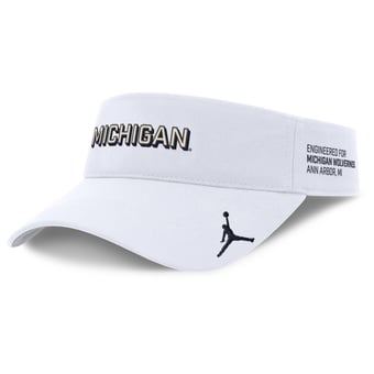 Men's Jordan Brand White Michigan Wolverines 2025 On-Field Gameday Performance Ace Adjustable Visor