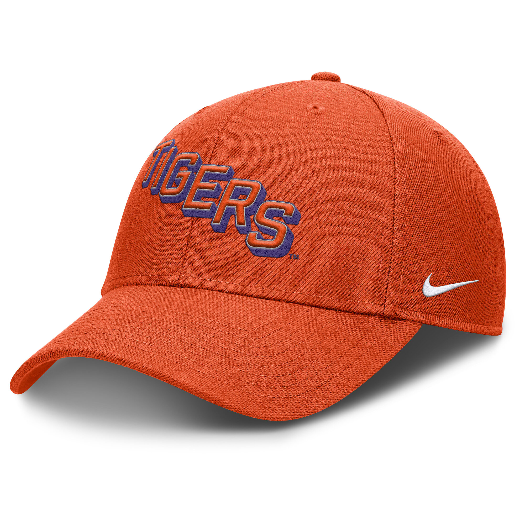 Men's Nike Orange Clemson Tigers Slanted Primetime Rise Performance Adjustable Hat