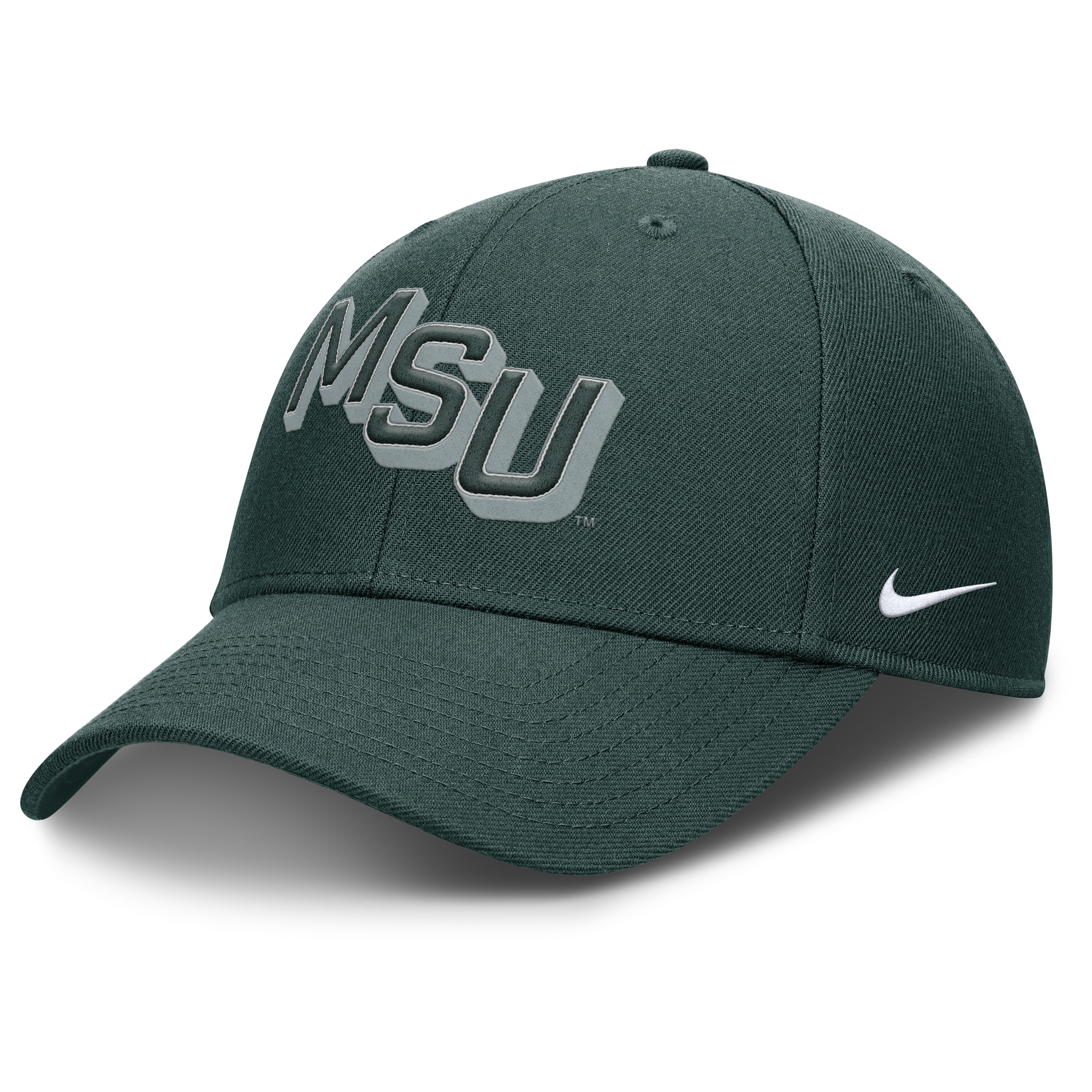 Men's Nike Green Michigan State Spartans Slanted Primetime Rise Performance Adjustable Hat