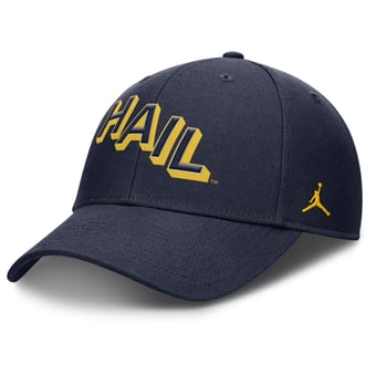 Men's Jordan Brand Navy Michigan Wolverines Slanted Primetime Rise Performance Adjustable Hat