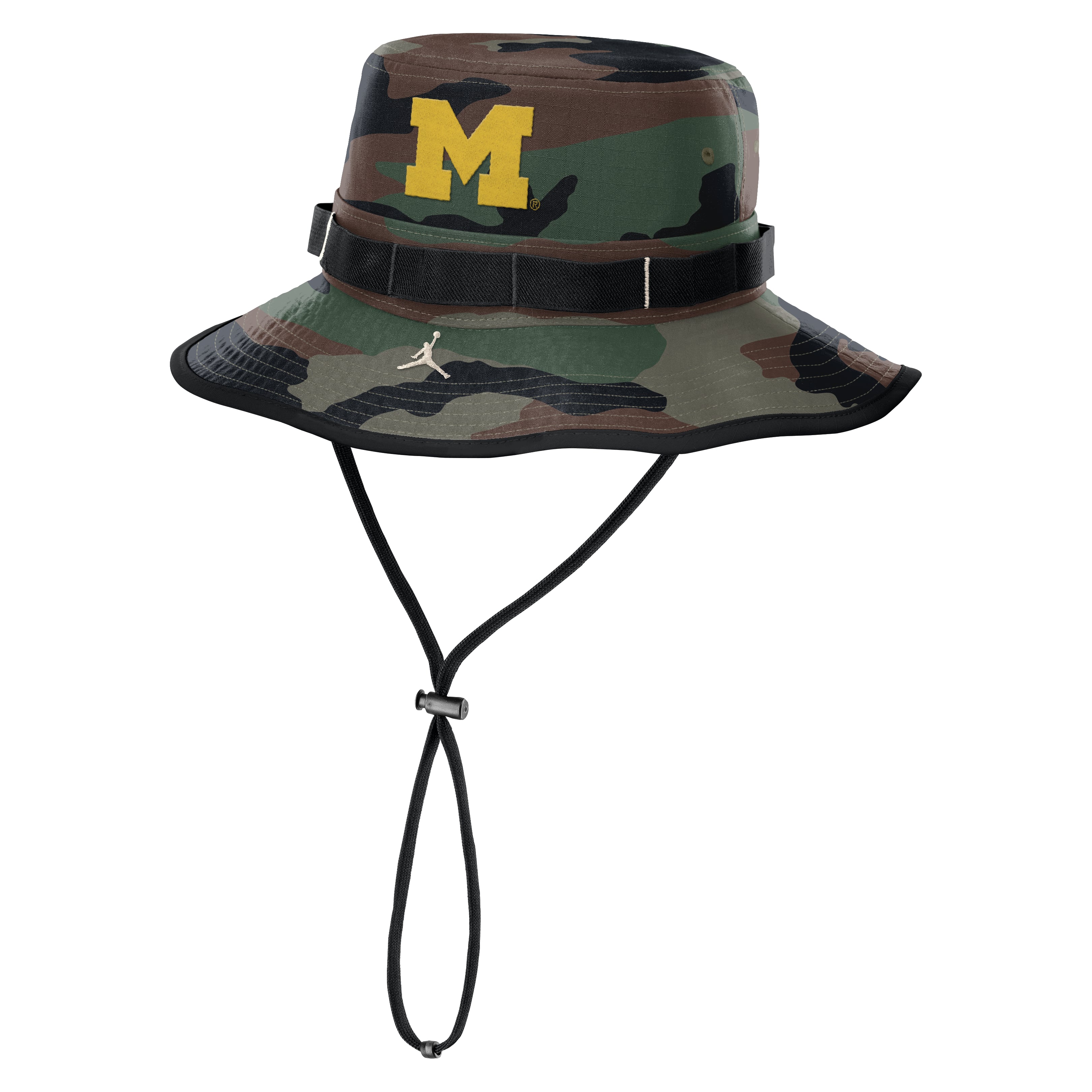 Men's Jordan Brand Camo Michigan Wolverines 2025 Military Appreciation Boonie Dri-FIT Bucket Hat