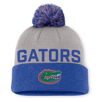 Men's Jordan Brand Gray/Royal Florida Gators Primetime Peak Cuffed Knit Hat with Pom
