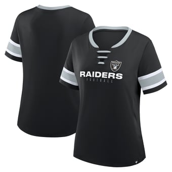 Women's Fanatics Black Las Vegas Raiders Redzone Draw Play Athena Lace-Up T-Shirt