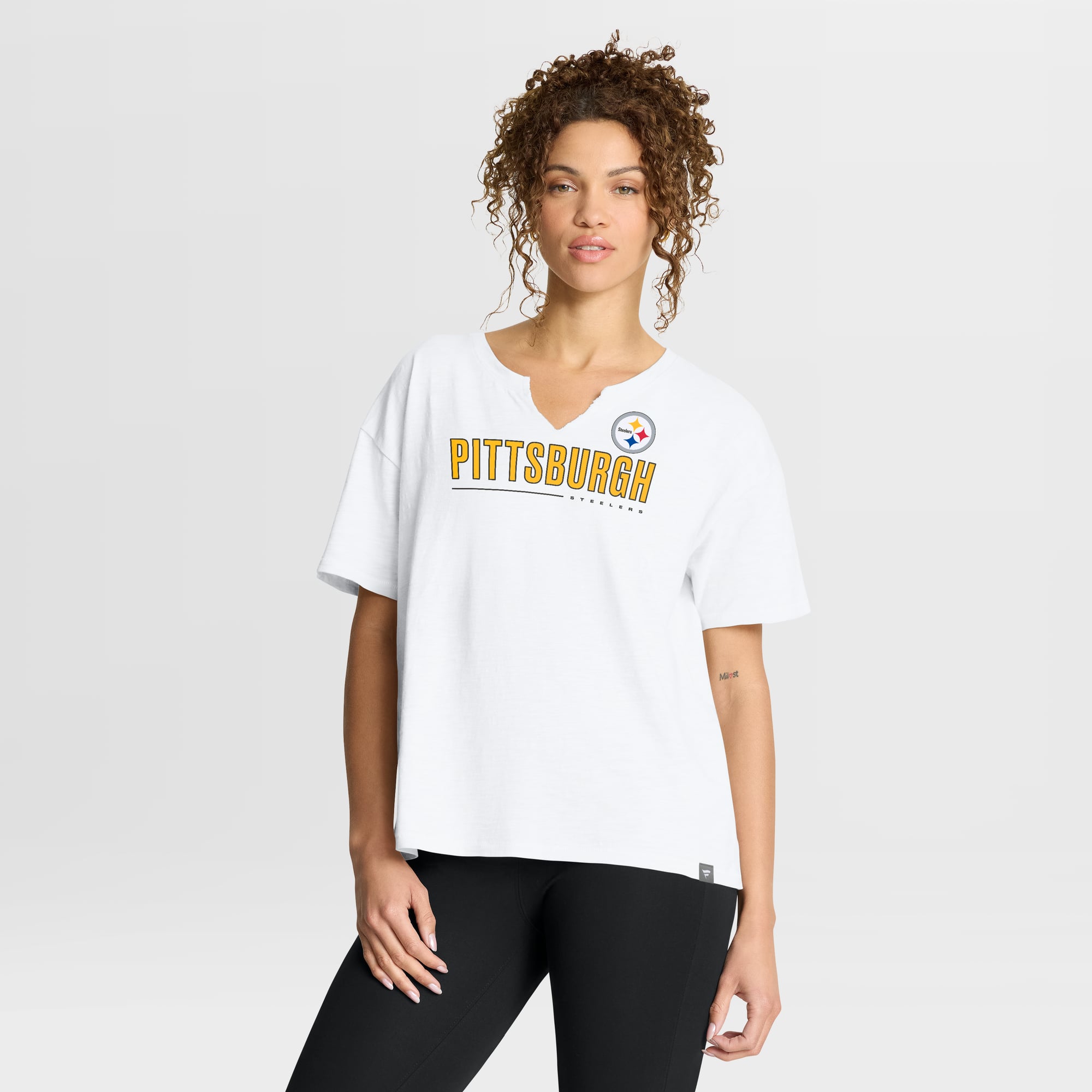 Women's Fanatics White Pittsburgh Steelers Redzone Slub Boxy T-Shirt