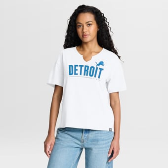 Women's Fanatics White Detroit Lions Redzone Slub Boxy T-Shirt