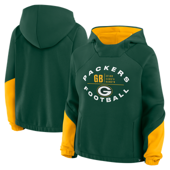 Women's Fanatics Green Green Bay Packers Oversized Redzone Bubble Screen Pullover Hoodie