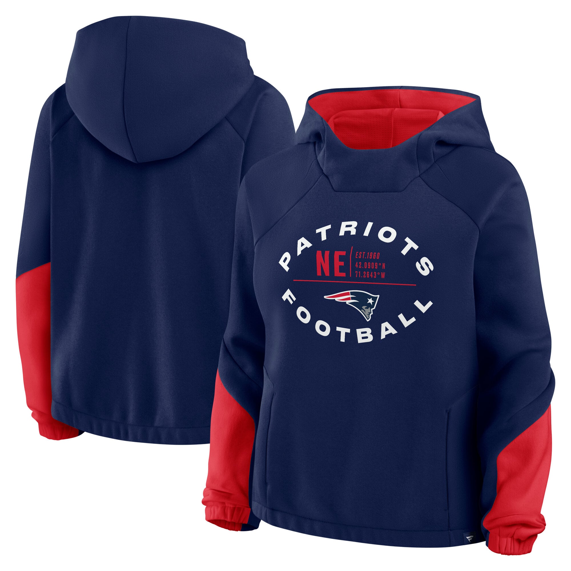 Women's Fanatics Navy New England Patriots Oversized Redzone Bubble Screen Pullover Hoodie
