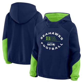 Women's Fanatics College Navy Seattle Seahawks Oversized Redzone Bubble Screen Pullover Hoodie