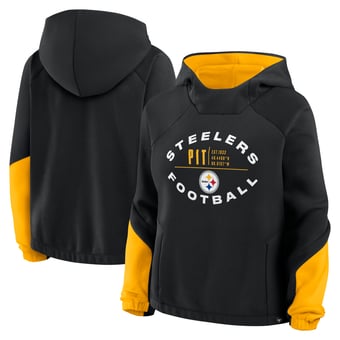 Women's Fanatics Black Pittsburgh Steelers Oversized Redzone Bubble Screen Pullover Hoodie
