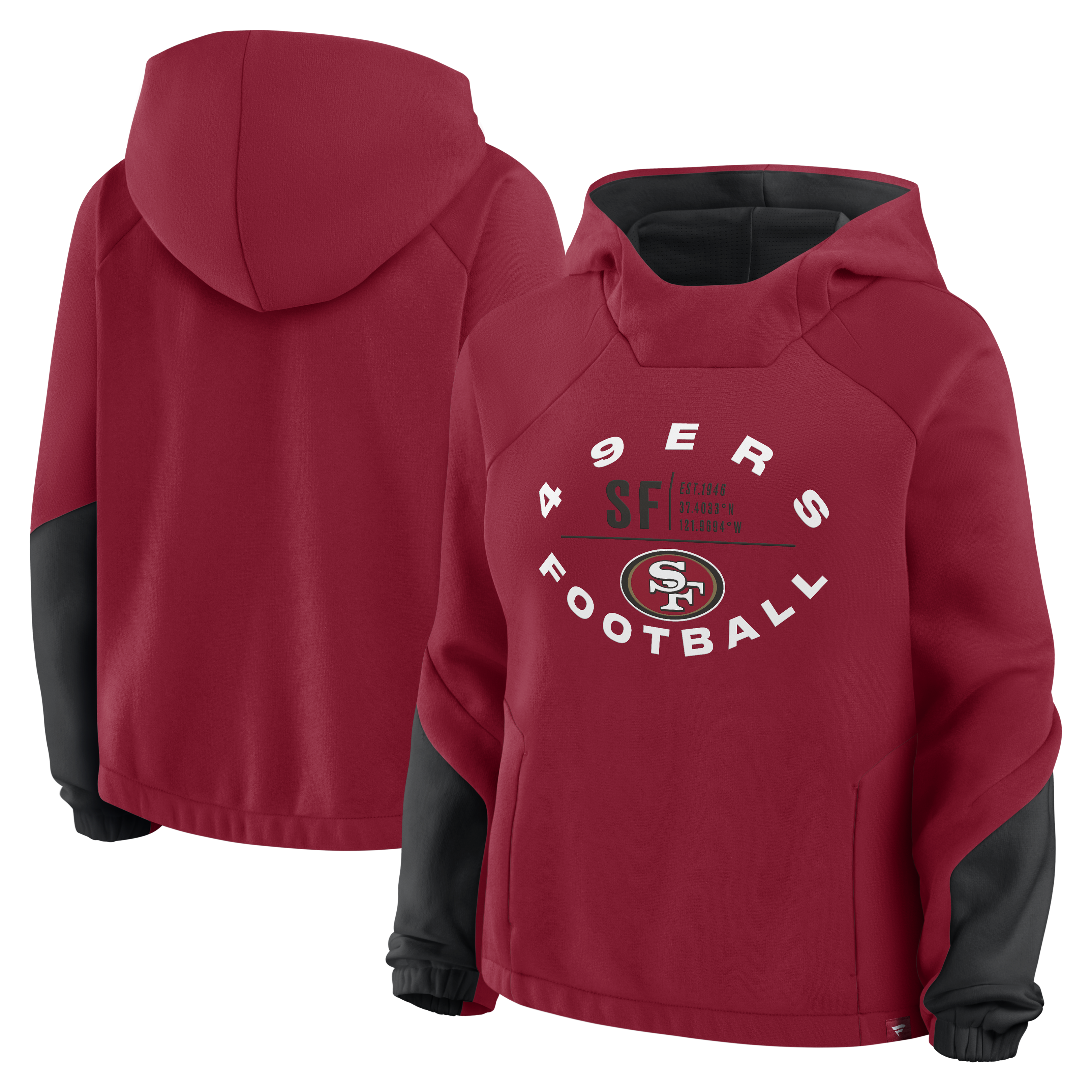 Women's Fanatics Scarlet San Francisco 49ers Oversized Redzone Bubble Screen Pullover Hoodie