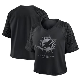 Women's Fanatics Miami Dolphins Oversized Raglan V-Neck Blackout Fashion Jersey