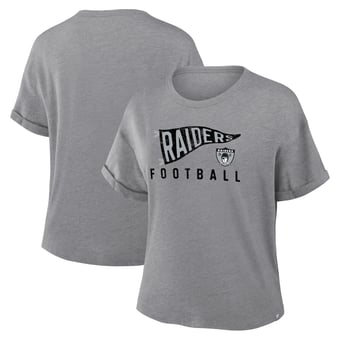 Women's Fanatics Heather Gray Las Vegas Raiders Pennant Wave Tribute Tri-Blend Boxy T-Shirt