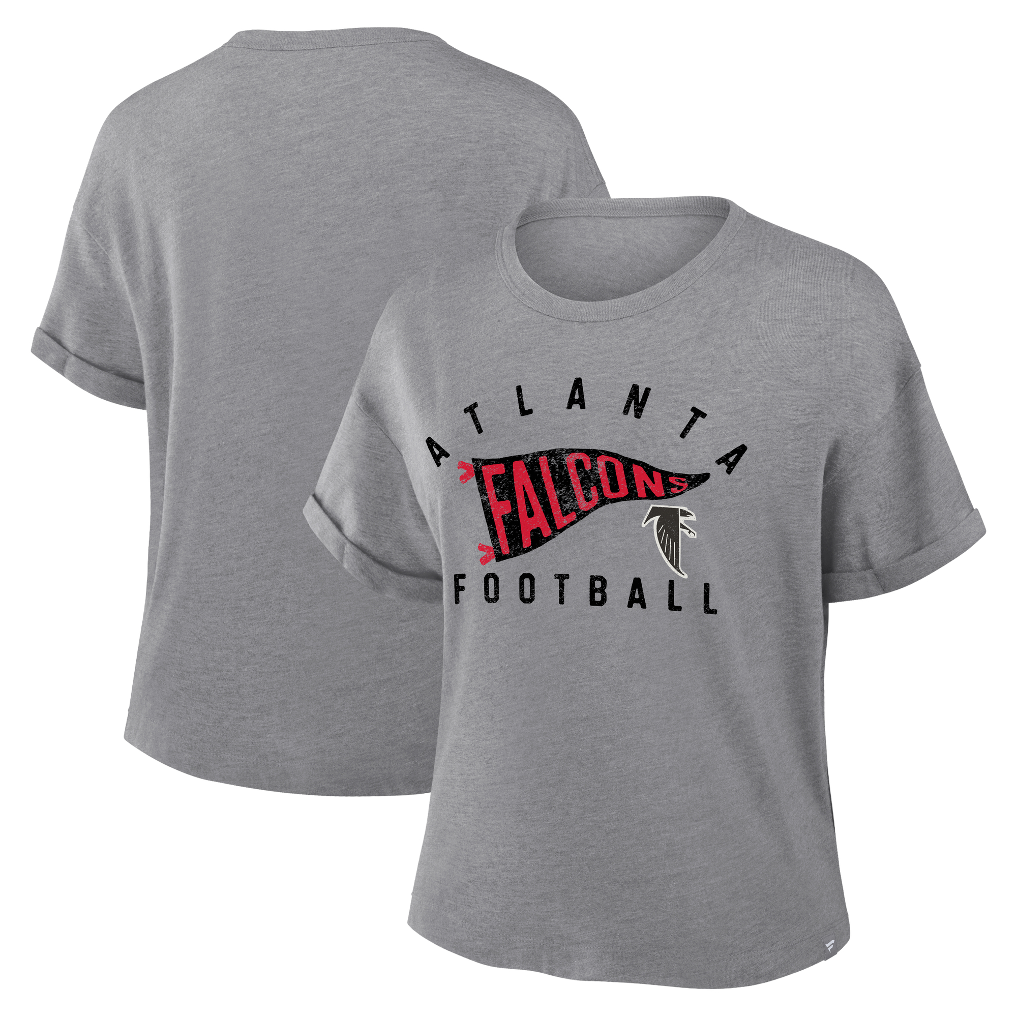 Women's Fanatics Heather Gray Atlanta Falcons Pennant Wave Tribute Tri-Blend Boxy T-Shirt