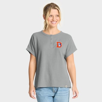 Women's Fanatics Heather Gray Denver Broncos Oversized Hometown Premium Henley Shirt