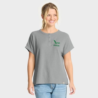 Women's Fanatics Heather Gray Philadelphia Eagles Oversized Hometown Premium Henley Shirt