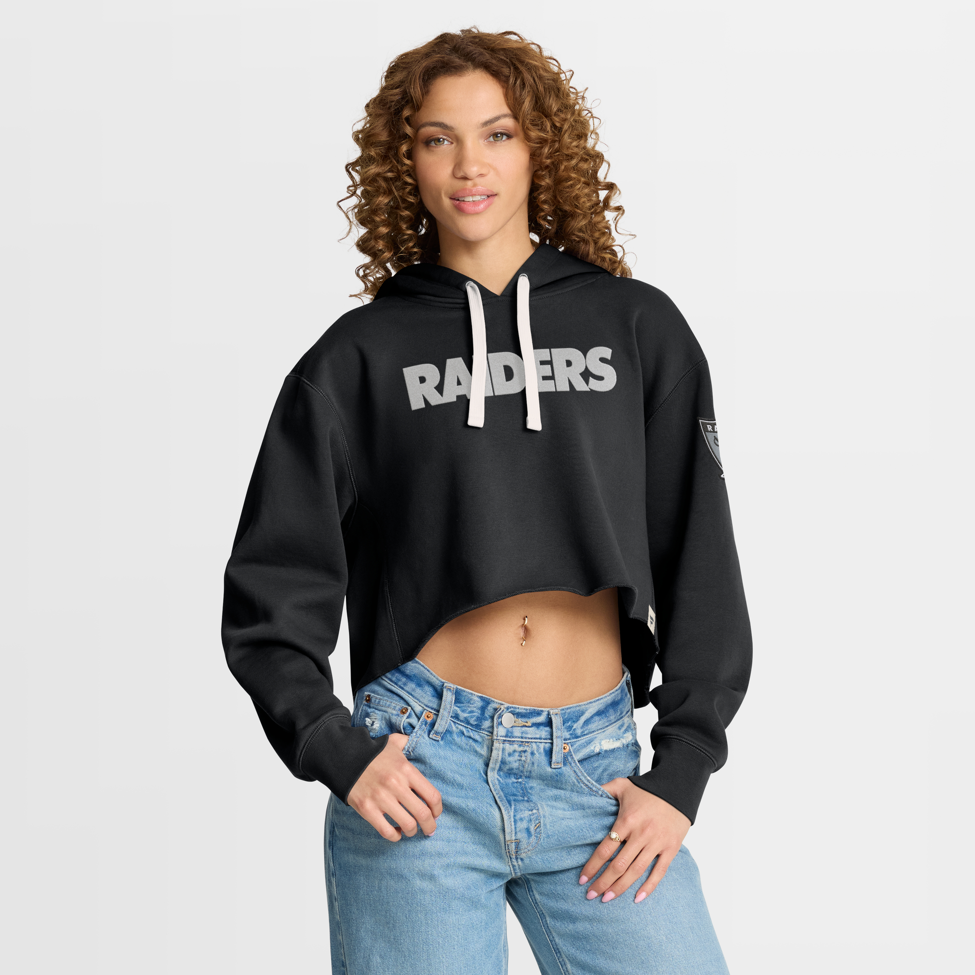 Women’s Fanatics Black Las Vegas Raiders Oversized Heritage Cropped Hoodie