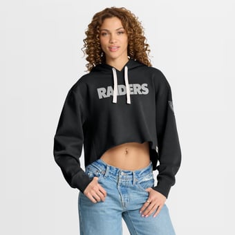Women's Fanatics Black Las Vegas Raiders Oversized Heritage Cropped Hoodie