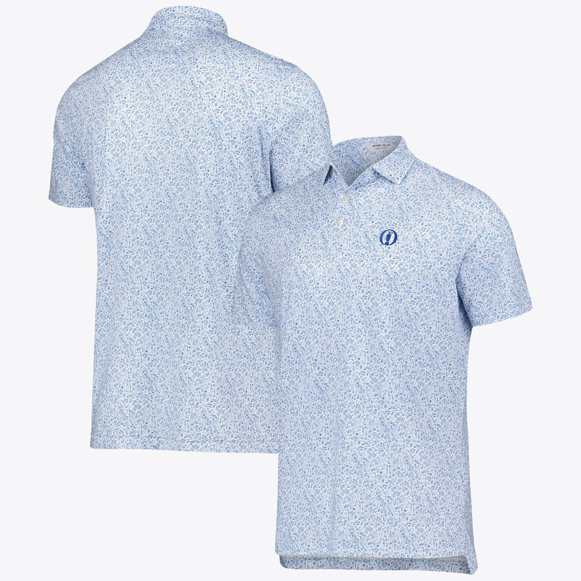 Polo The Open Peter Millar Bar For The Course Print - Azzurro