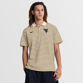 Men's Nike Cream West Virginia Mountaineers Primary Logo Striped Dri-FIT Polo