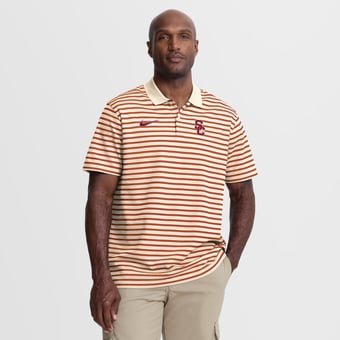 Men's Nike Tan USC Trojans Primary Logo Striped Dri-FIT Polo