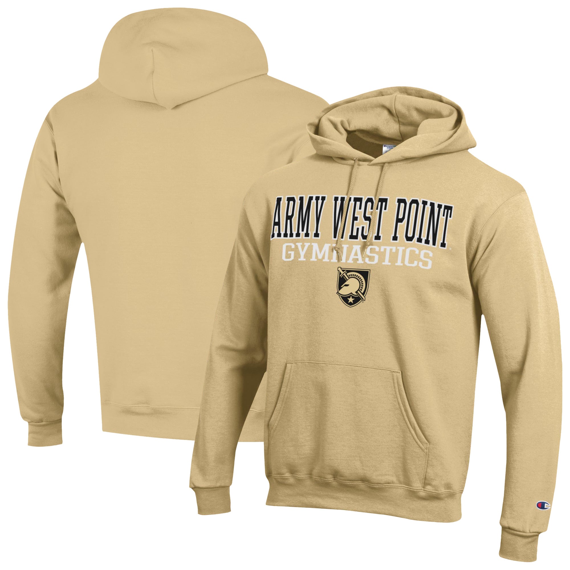 Men's Champion  Yellow Army Black Knights Stacked Gymnastics Powerblend Pullover Hoodie
