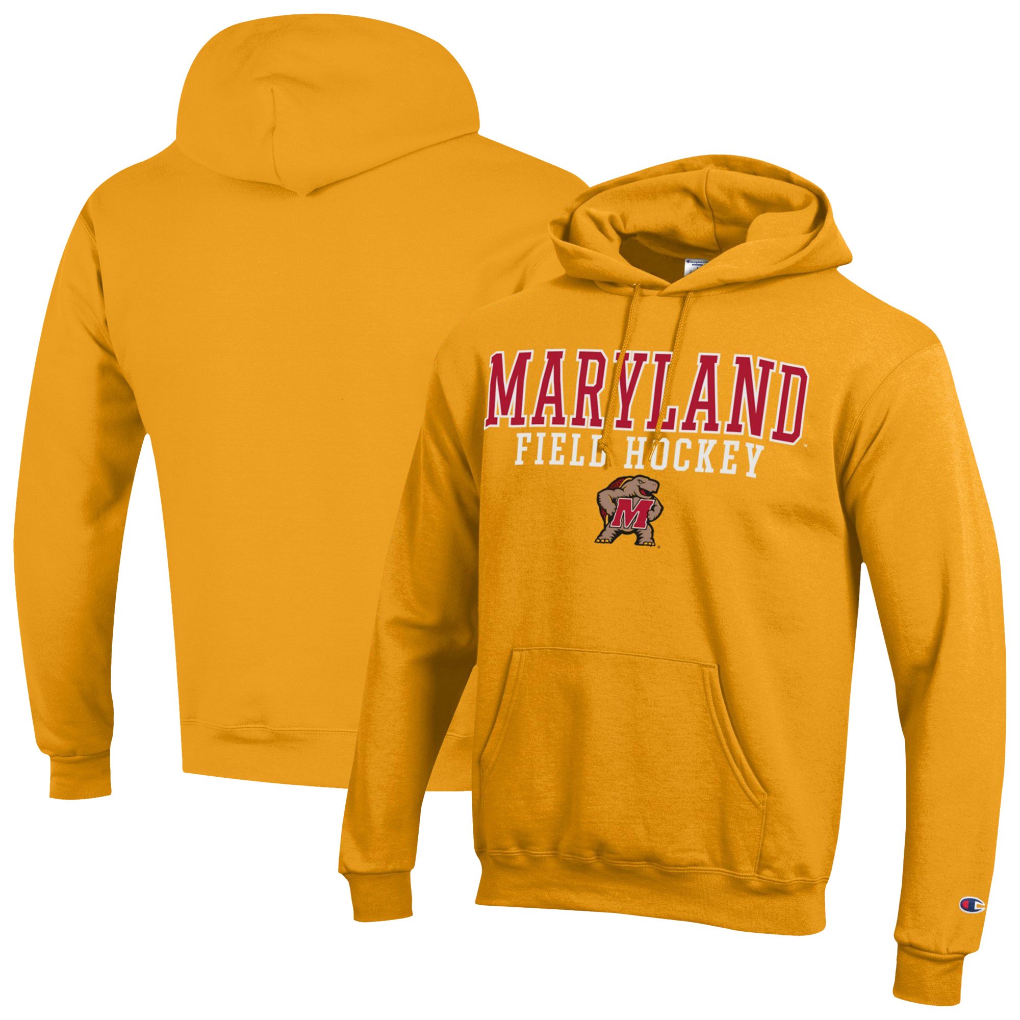 Men's Champion  Gold Maryland Terrapins Stack Field Hockey Powerblend Pullover Hoodie