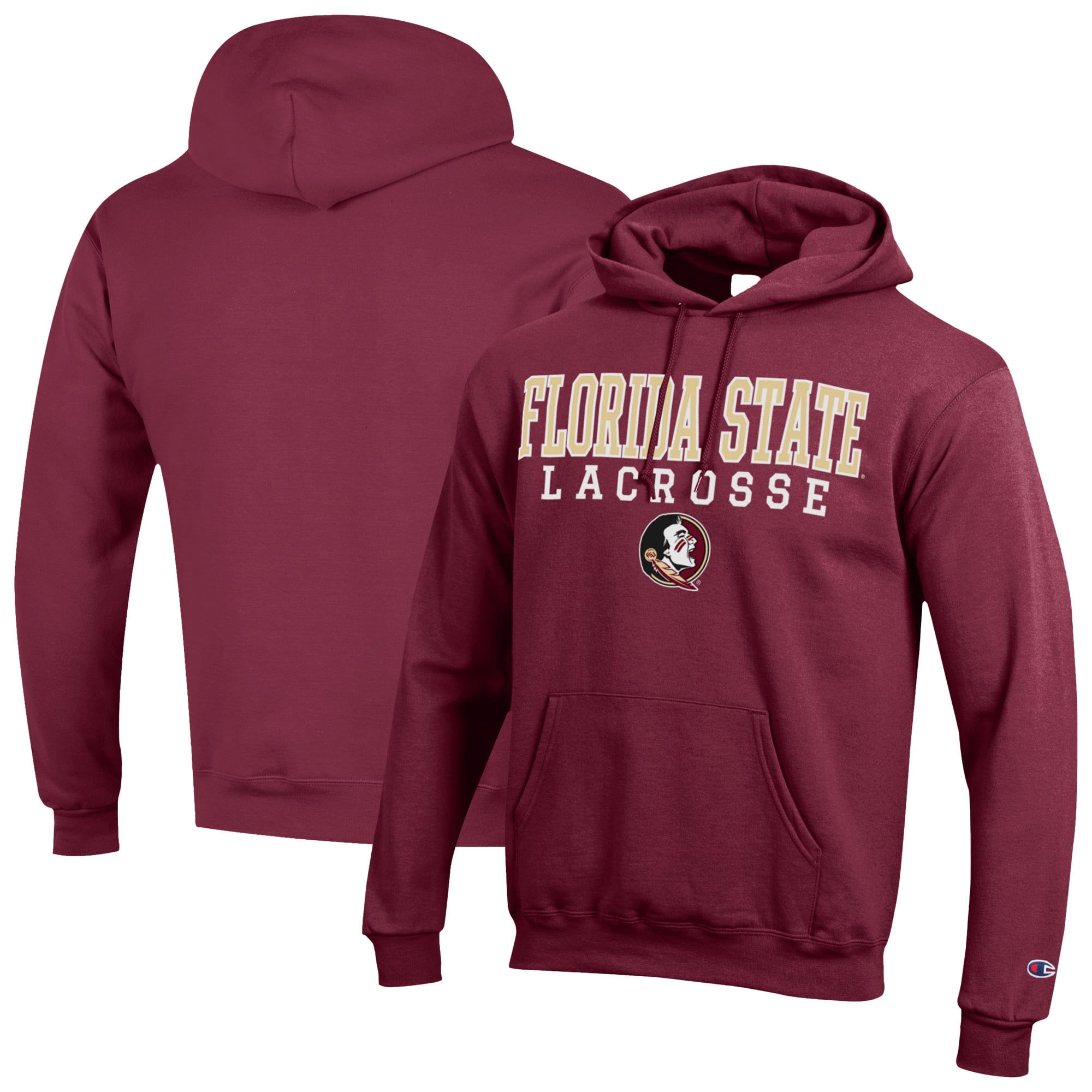 Men's Champion Garnet Florida State Seminoles Stack Powerblend Pullover Hoodie