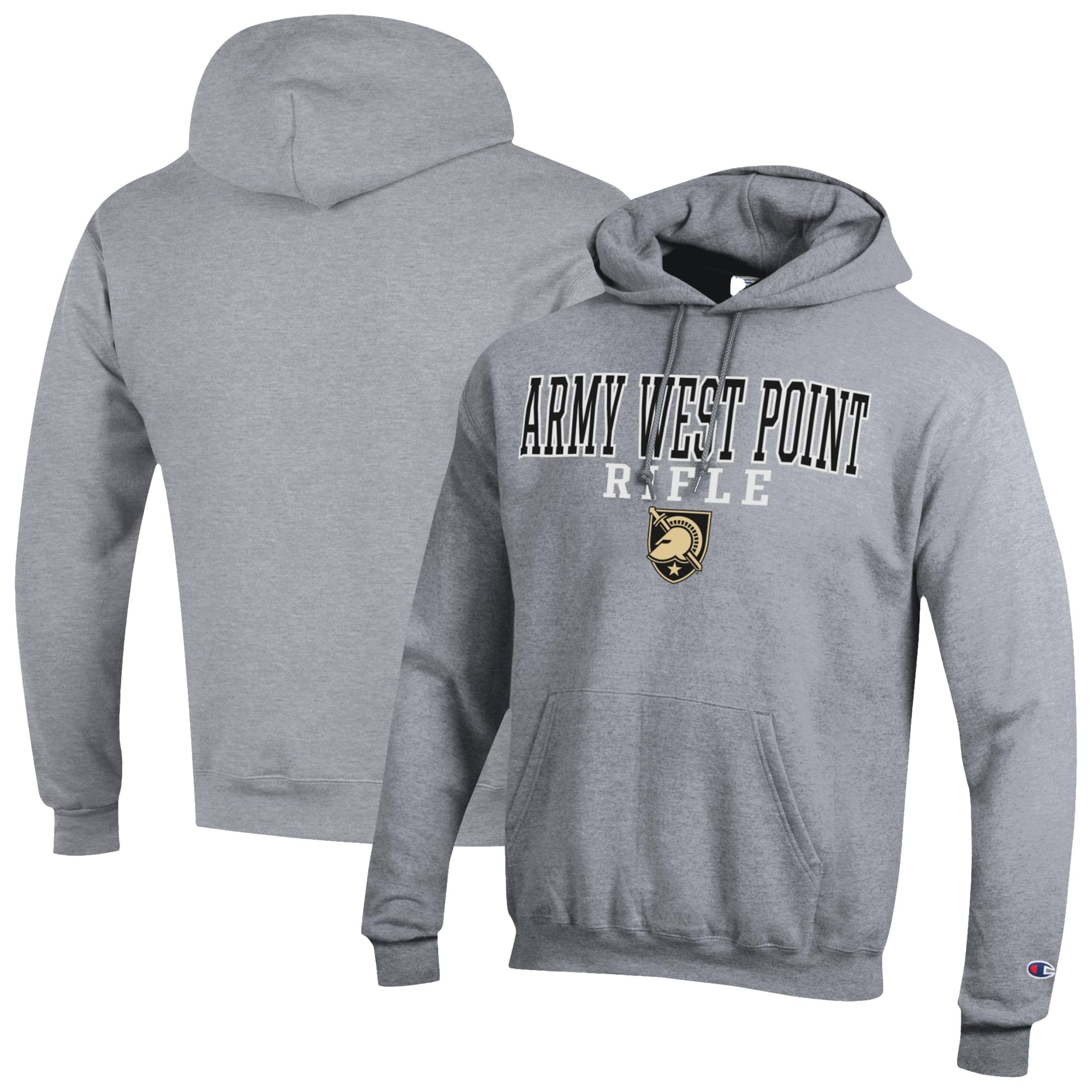Men's Champion Gray Army Black Knights Rifle Stack Powerblend Pullover Hoodie