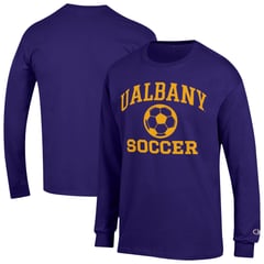 Men's Champion  Purple UAlbany Great Danes Icon Soccer Long Sleeve T-Shirt
