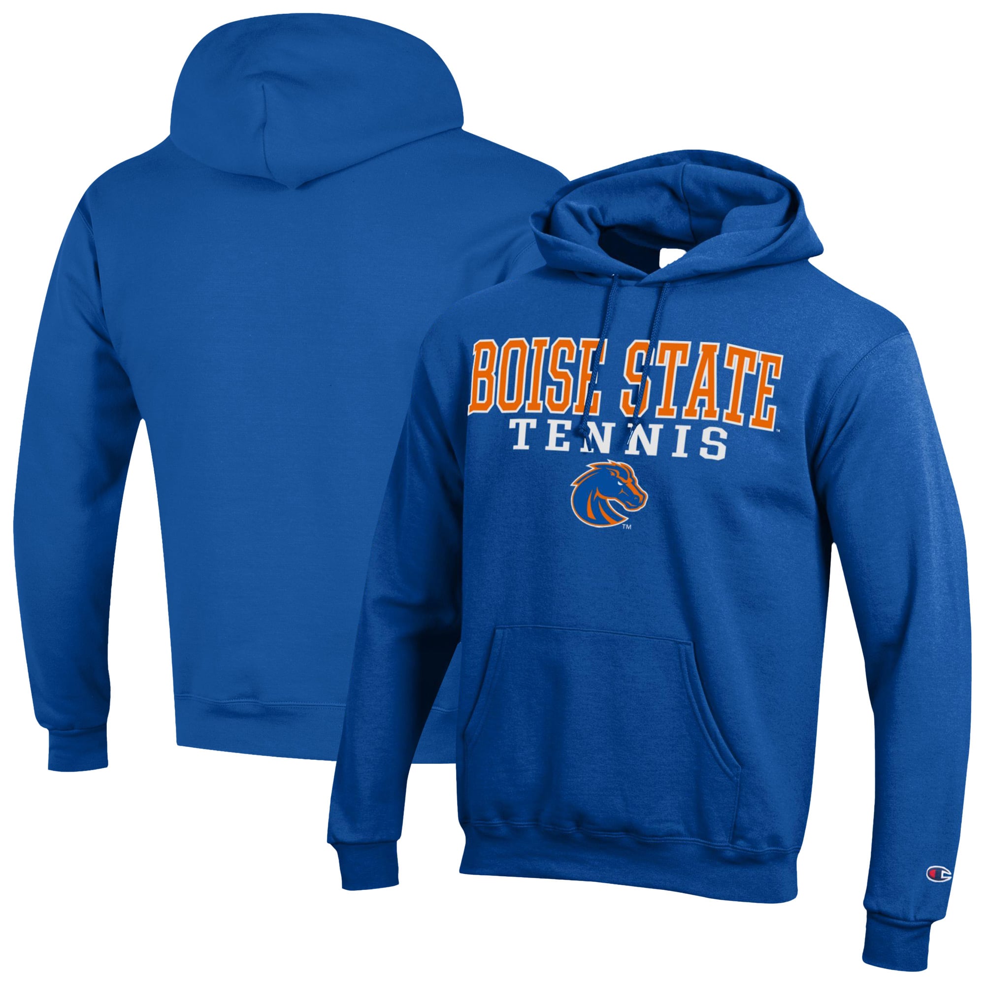 Men's Champion Royal Boise State Broncos Tennis Stacked Powerblend Pullover Hoodie