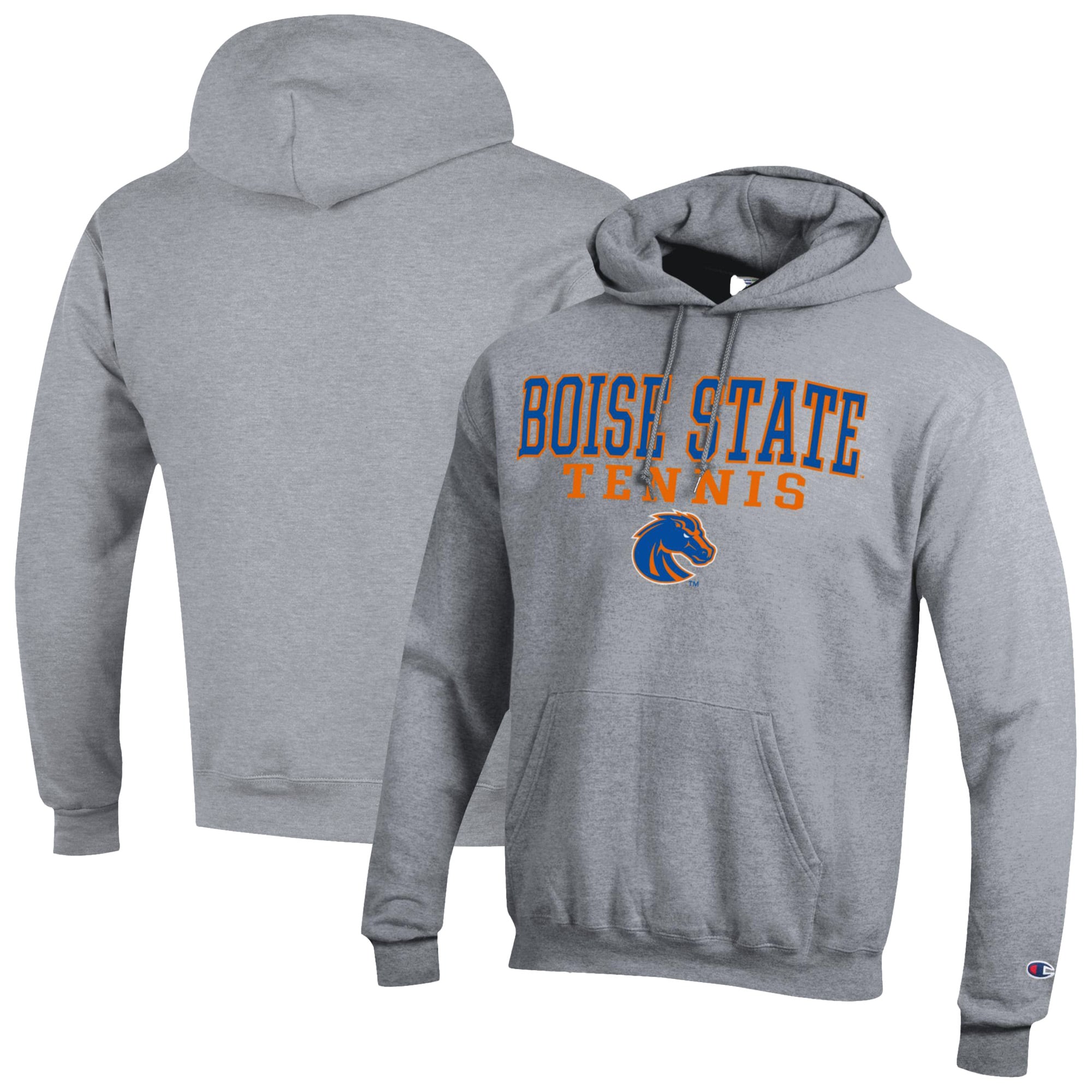 Men's Champion Gray Boise State Broncos Tennis Stacked Powerblend Pullover Hoodie